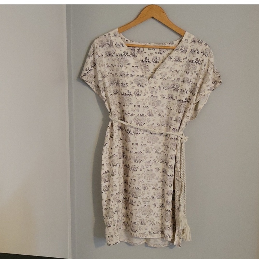 ⭐️Host Pick⭐️ARITZIA GOLDEN by TNA~Linen Dress, M, Cream & Grey Pattern